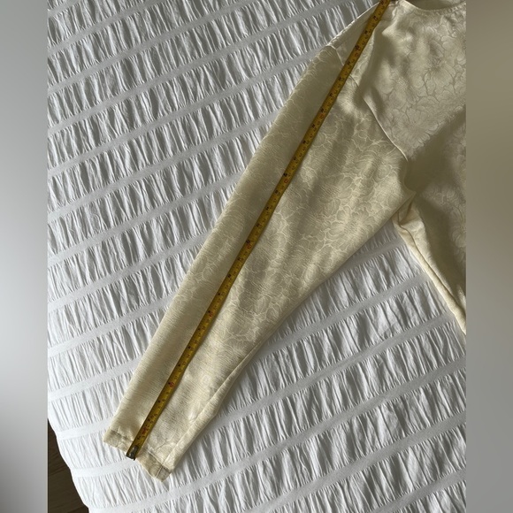 JAEGER Vintage Floral Jacquard Blouse Buttons Neutral Classic Business Chic - Picture 14 of 16